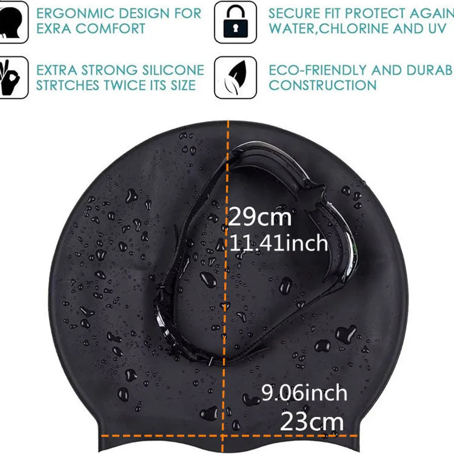 1pc Large Silicone Swimming CapWaterproof Silicone Swim Cap - ned For Long Hair Anti-Slip n Cap 250411