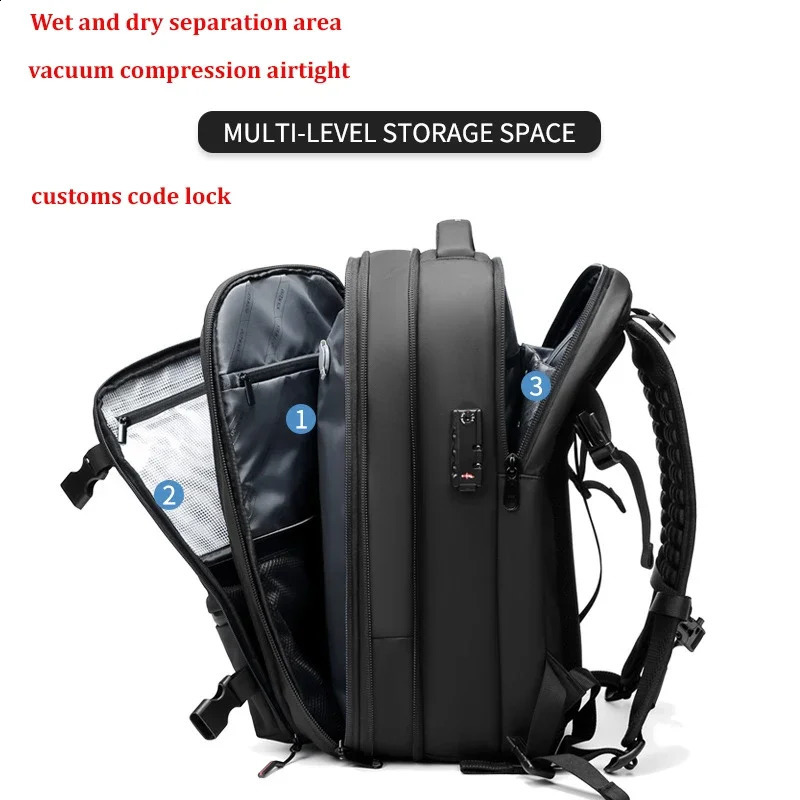 Travel Men 17 inch Laptop Backpack vacuum compression Backpack Business Large Capacity school Backpack expand outdoor backpack 250407