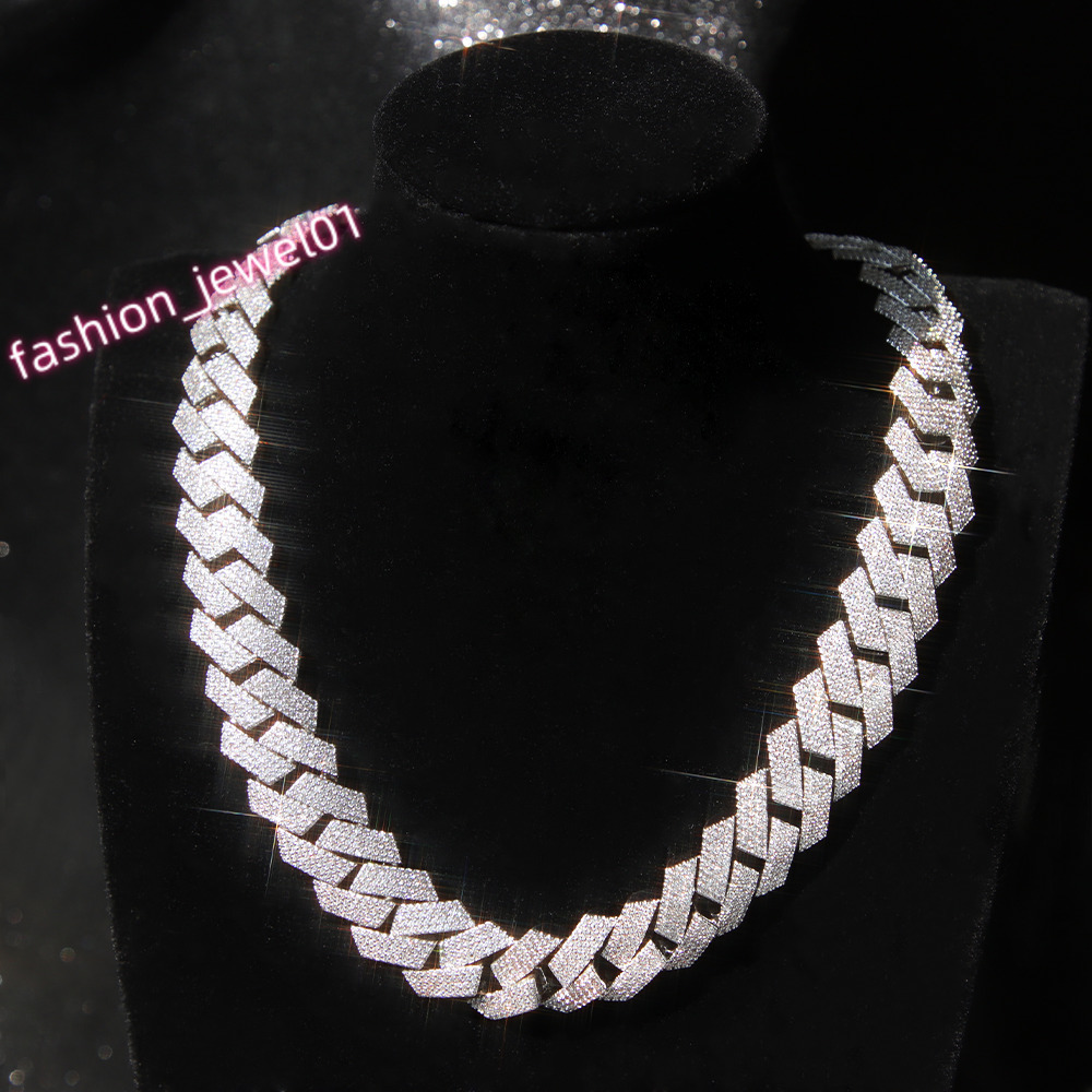 Hot Selling Heavy Weight Cuban Link Chain 20mm Wide S925 Silver Chain Hip Hop Necklace VVS Moissanite Cuban Chain Fine Jewelry