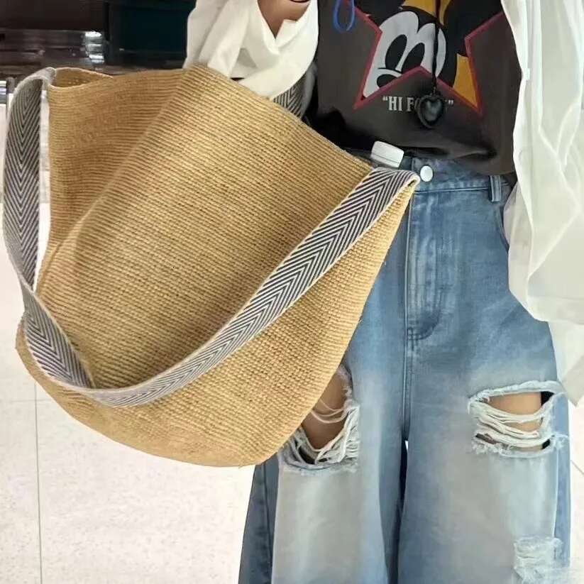 Summer Raffia Straw Large Capacity Woven Beach For Women Handbag Bohemian Rattan Tote Shoulder Bag Travel Basket Bags