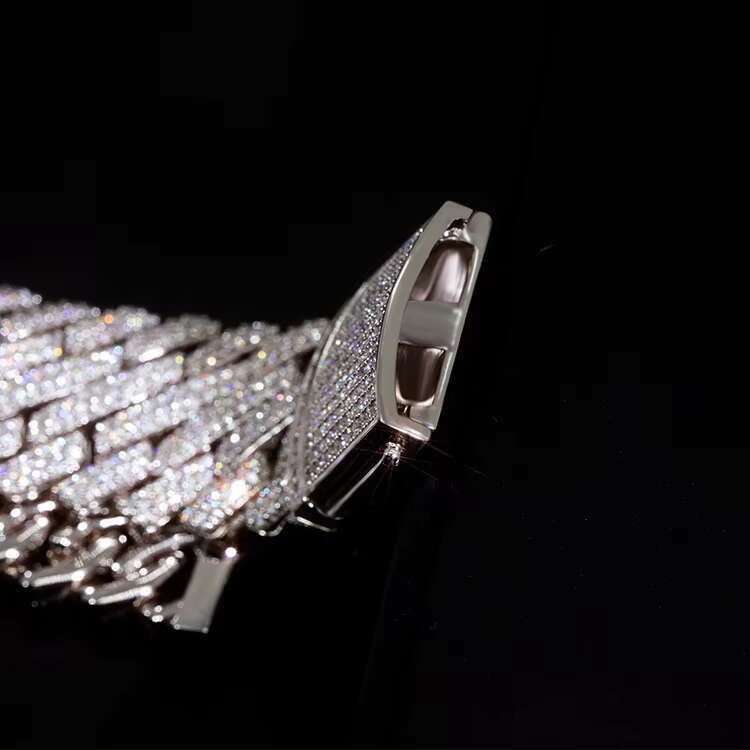 Custom Miami Bracelet S925 Sterling Silver Two Rows VVS Moissnanite Diamond Heavy Cuban Bracelet for Hiphop Mens Life