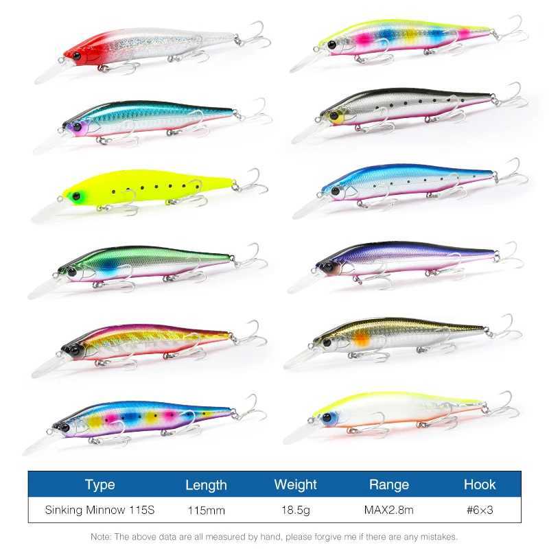 TSURINOYA 115S NYX SinKing Minnow Jerkbait 18.5g 115mm Saltwater Tungsten Weight System Artificial Professional Fishing Lure Z250411
