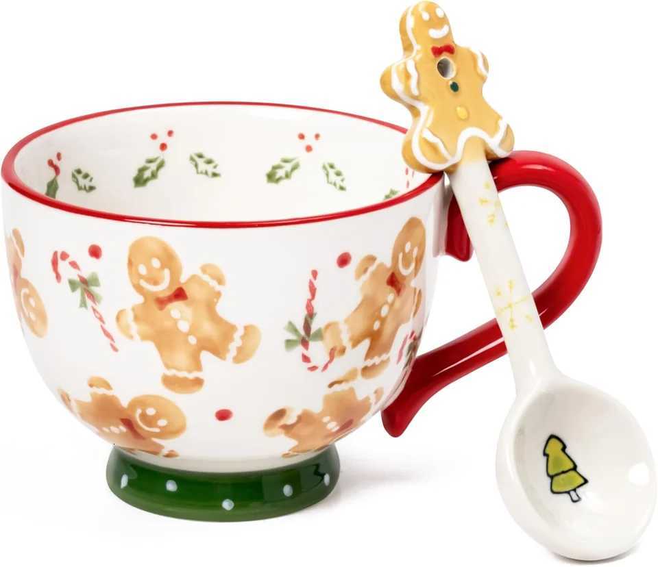 Christmas Christmas Mugs Spoon Kit Ceramics Gingerbread Man Mug For Coffee Cup Oatmeal Mug Creative Christmas Present Y251112