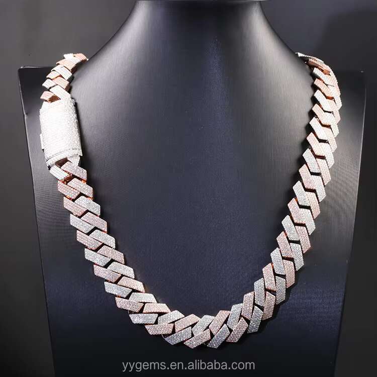 Heavy Solid Silver 20mm 4Rows GRA Moissanite Diamond Cuban Link Chain for Mens Mechanical Watch Rapper Hip Hop Necklace