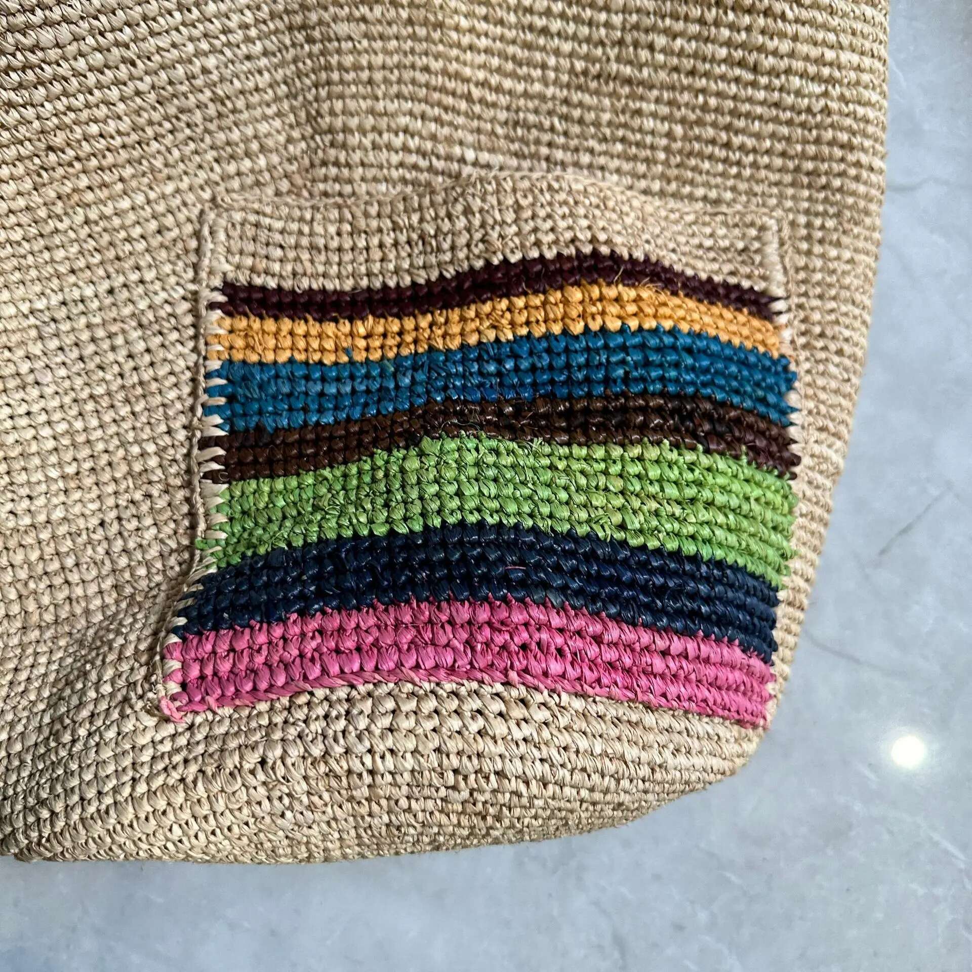 Summer Color Strip Straw Handmade Woven Rattan For Women Handbag NEW Raffia Beach Shoulder Bag Shopper Bucket Bags Tote