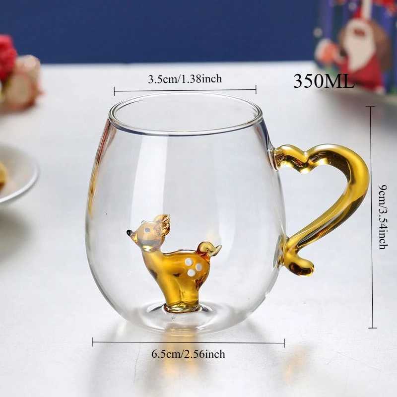 Christmas 350ml Christmas Glass Cup Creative Chriatmas Tree Snowman Animal Shape Single Layer Glass Cups Home Juice Cold Drink Cup Gifts Y251112