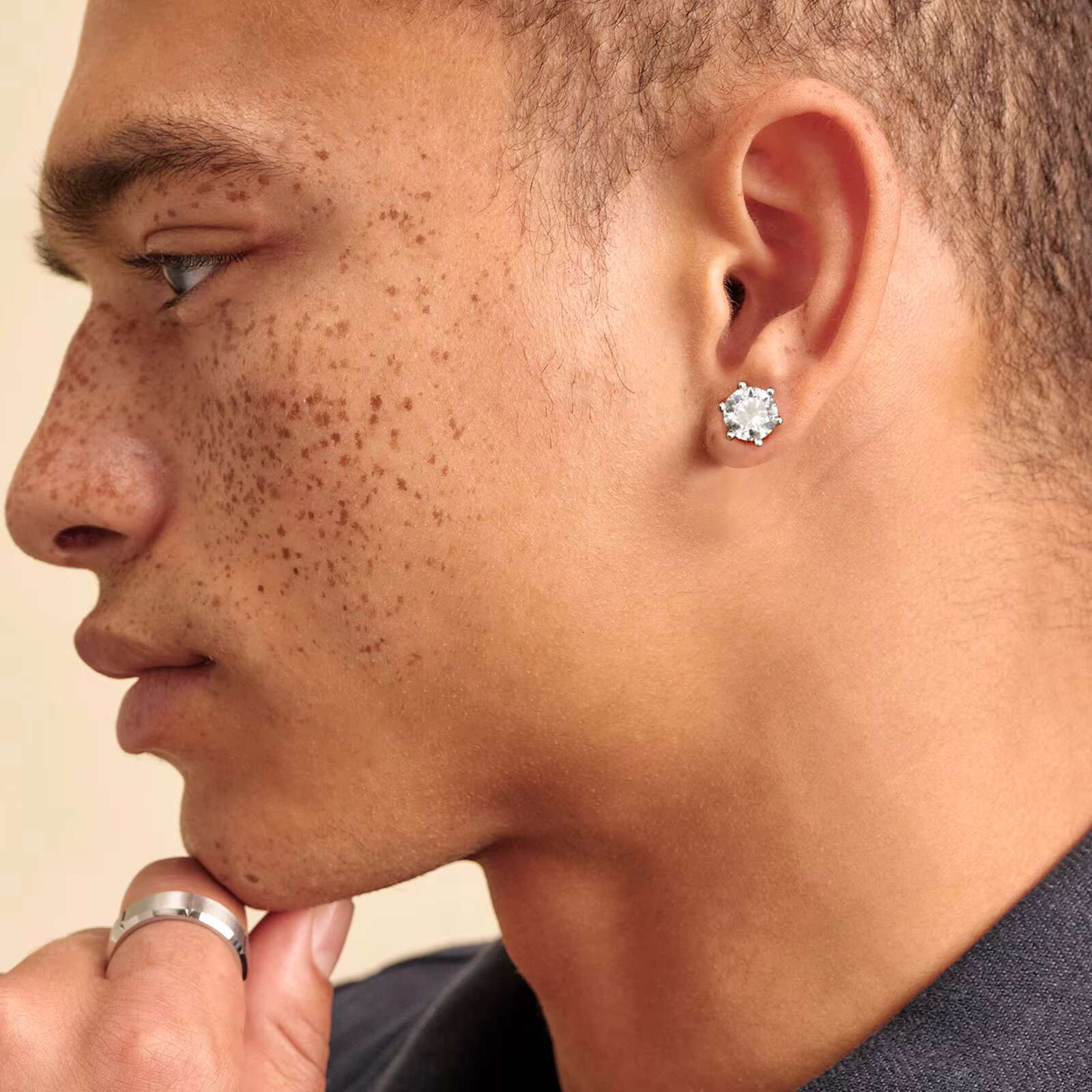 KRKC Wholesale Round Cut Vvs 1CT Mossanite Diamond 925 Sterling Silver Hypoallergenic Moissanite Gold Stud Earring for Men Women