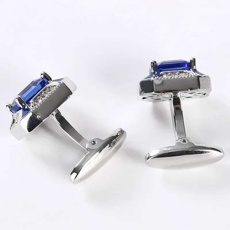 French cufflinks mens unisex gift daily banquet wedding set button classic fashion blue crystal business cufflinksT250412