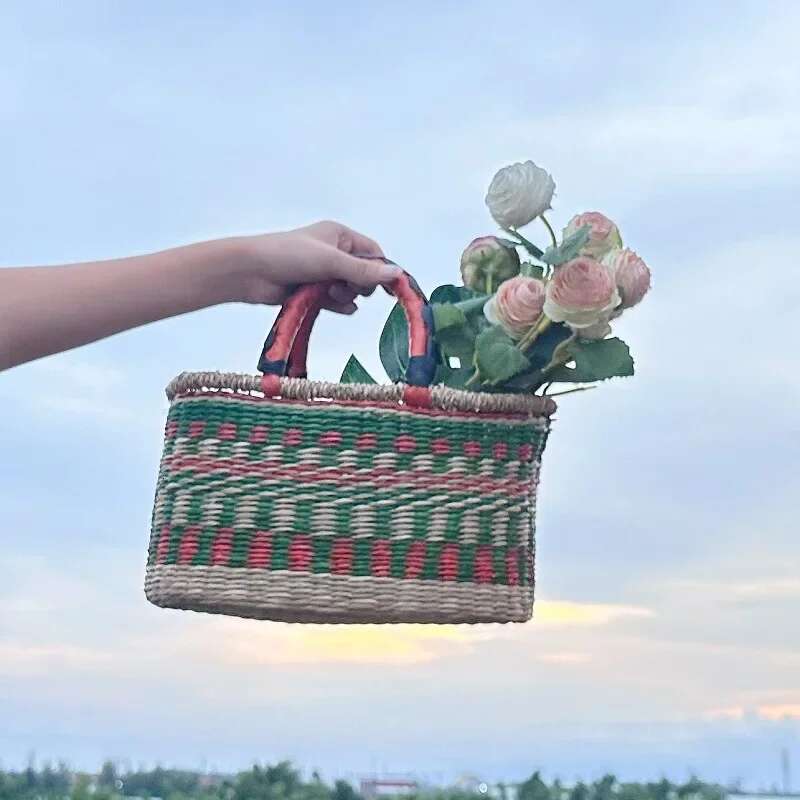 Seaweed Weaving Hand Nordic Beach Vegetable Basket African Element Wind Handheld Bag