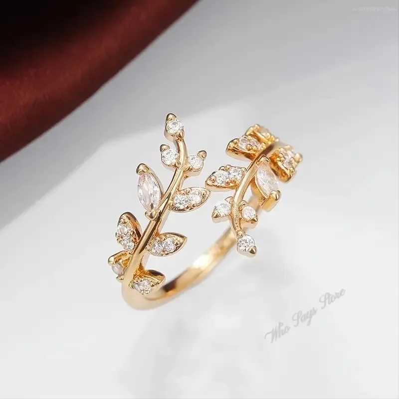Fashion Olive Open Ring with Sparkling CZ for Women Simple Fashion Finger Decoration Party Girl Gift New JewelryXJ250412