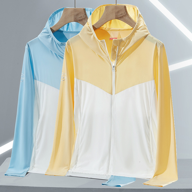 Upf50 Outdoor Skin Clothes Mens Ice Silk Sunscreen Shirt Summer Windbreaker Womens Uv Resistant Hooded Breathable Sunscreen Clothing