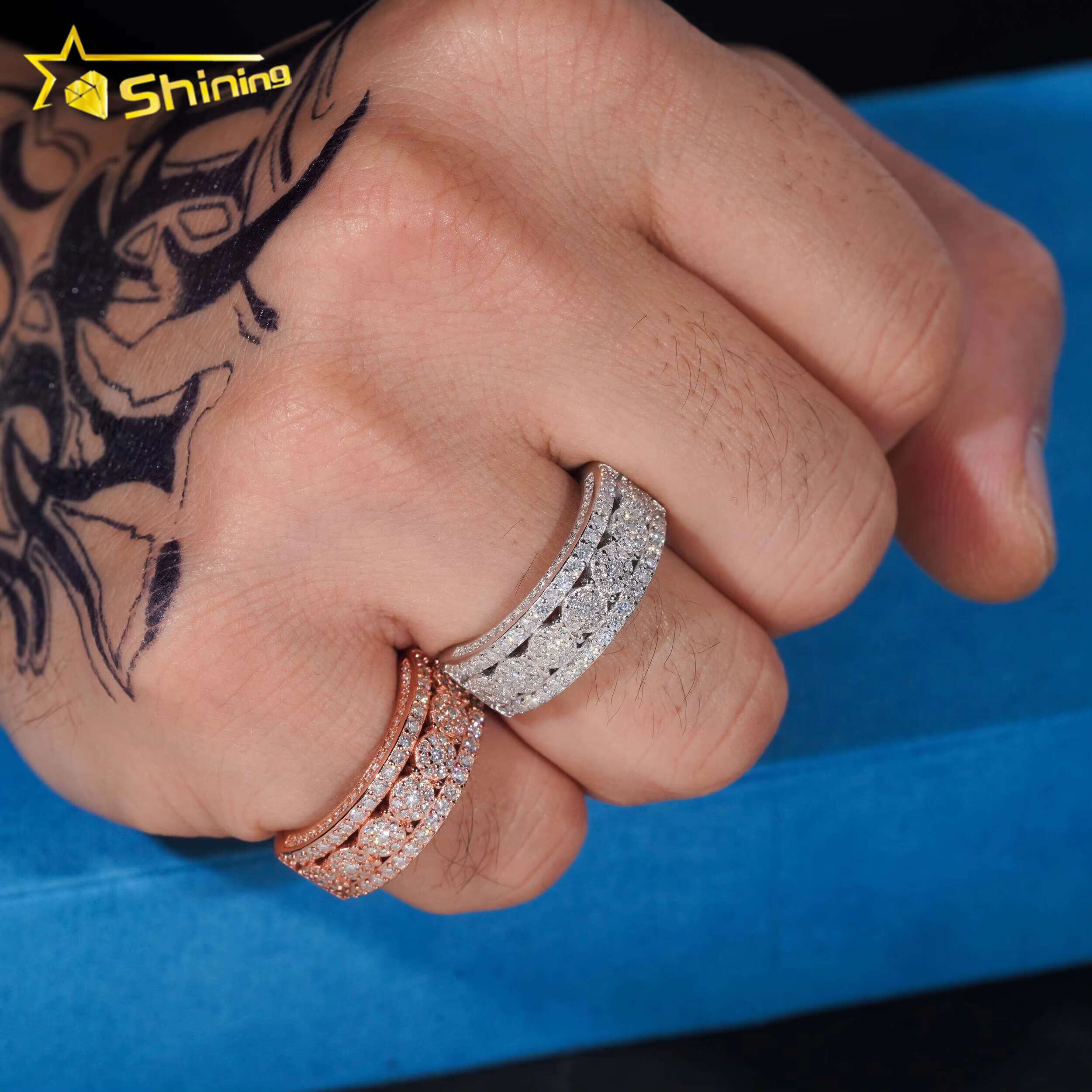 GRA Certificate 925 Sterling Silver Gold Plated Hip Hop Jewelry New Style VVS Diamond Moissanite Hip Hop Ring