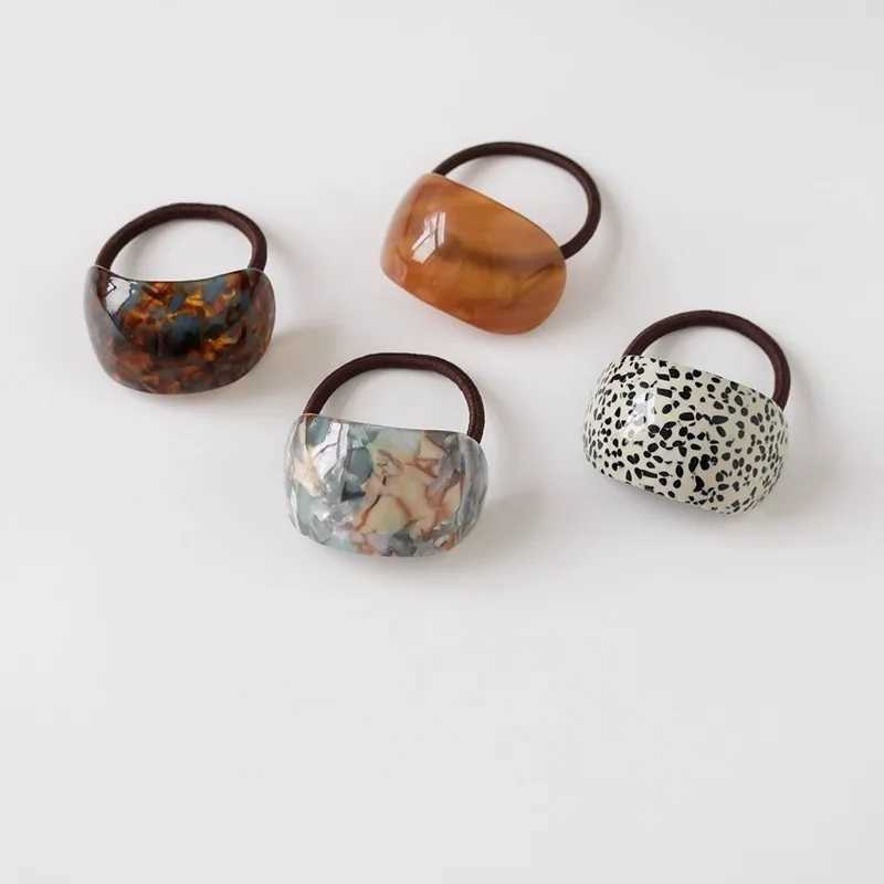 Korean Acetic Acid Oval Half Round Buckle Hair Rope Womens Retro Elastic Ponytail Frame Curling Accessories Headwear Y2504012