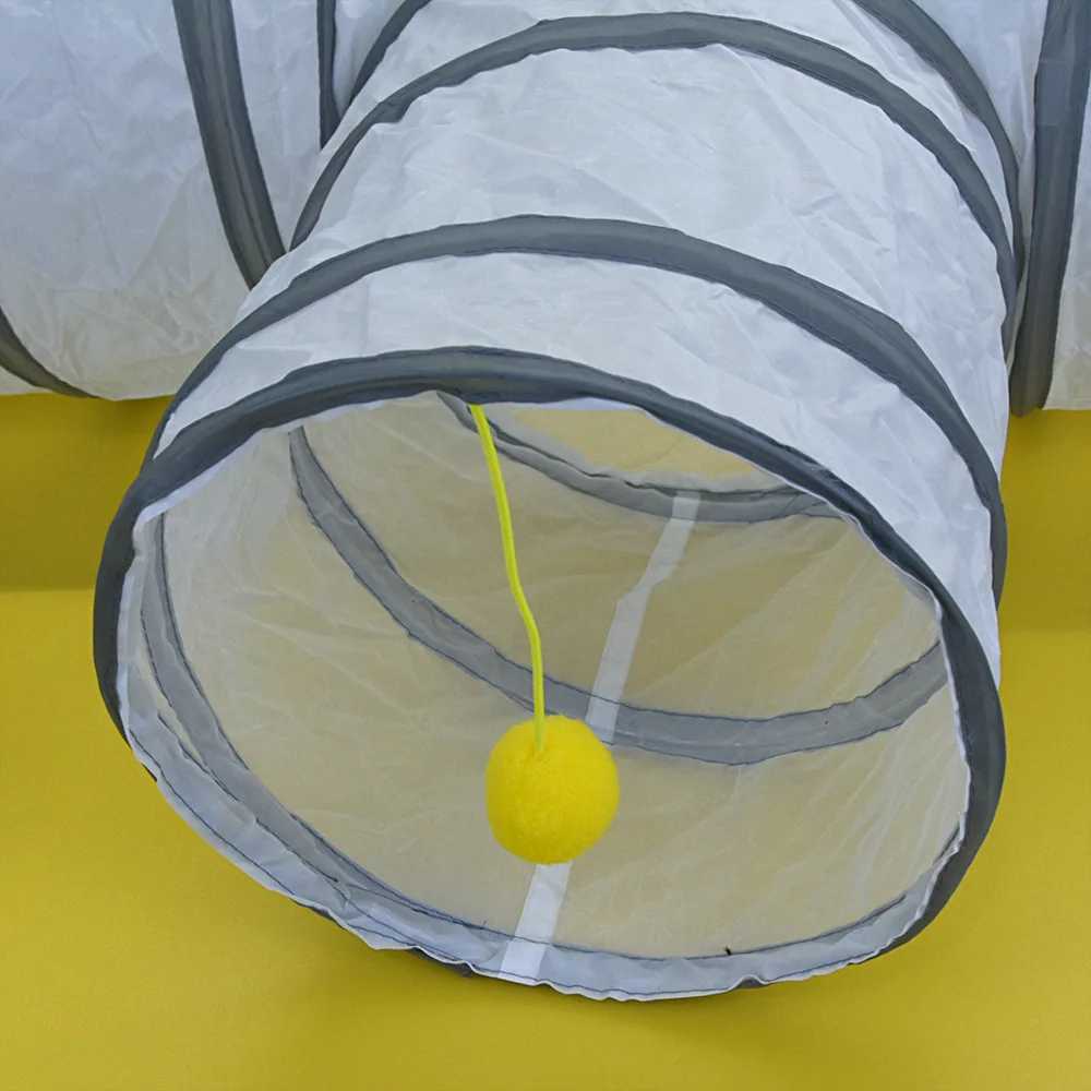 Pet Cat Tunnel Toy Folding White Pet Cat Kitten Training Interactive Fun Toy Cat Rabbit Animal Game Tunnel Tube Y250412