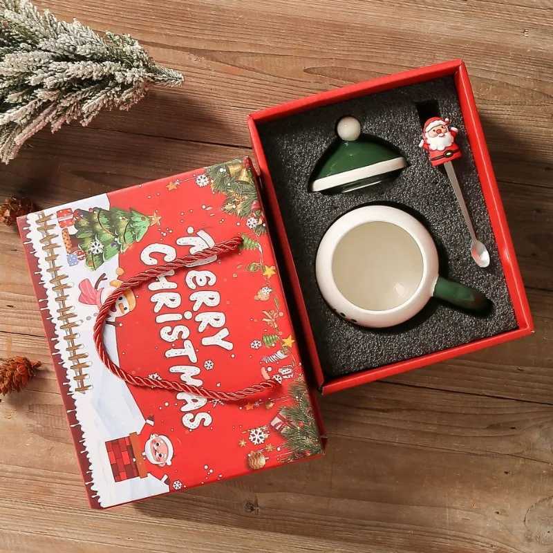Christmas Creative Christmas Ceramic Cup Cartoon Snowman Mugs Gift Box for Christmas Household Coffee Mug Milk Cup Y251112