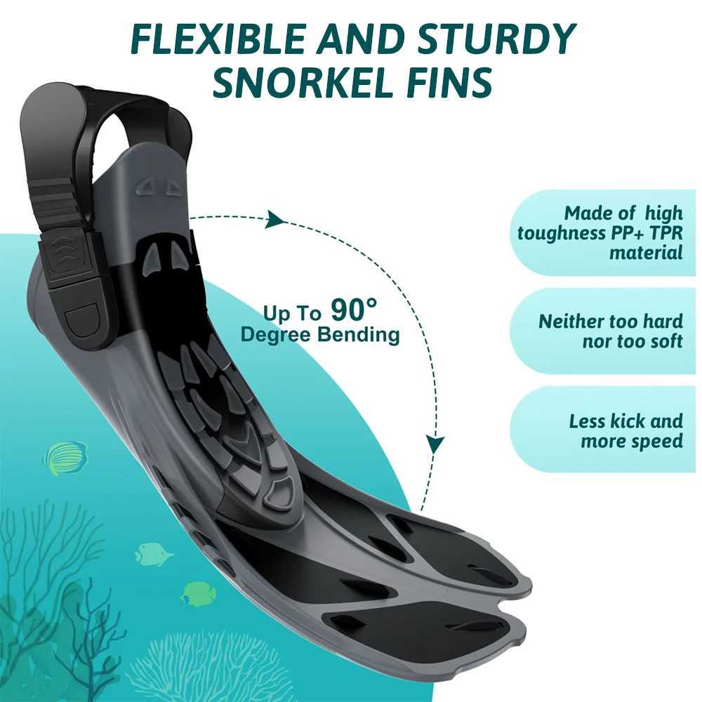 Inflatable fins adjustable buckle swimming flip cover short silicone diving shoes open heel travel size adult mensY250412