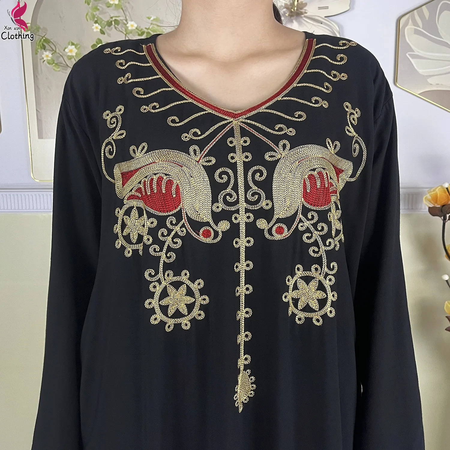 Muslim Abayas Womens ed Cotton Long Sleeve Loose African Islamic Scarf Dress 250411