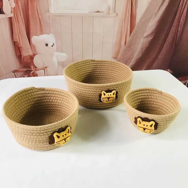 Hand Woven Cartoon s Storage Basket Kids Toys Desktop Organizer Sundries Storage Box Laundry Baskets storage box Y251112