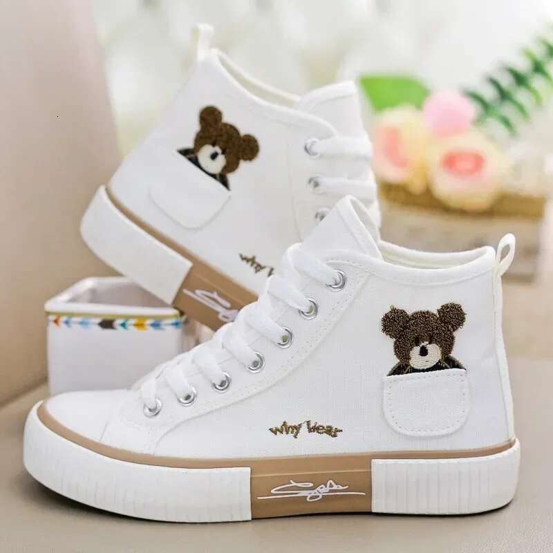 2025 New Women's Canvas Pocket Bear Designer Fashion Sports Shoes Multi functional Women's Vulcanized Shoes High