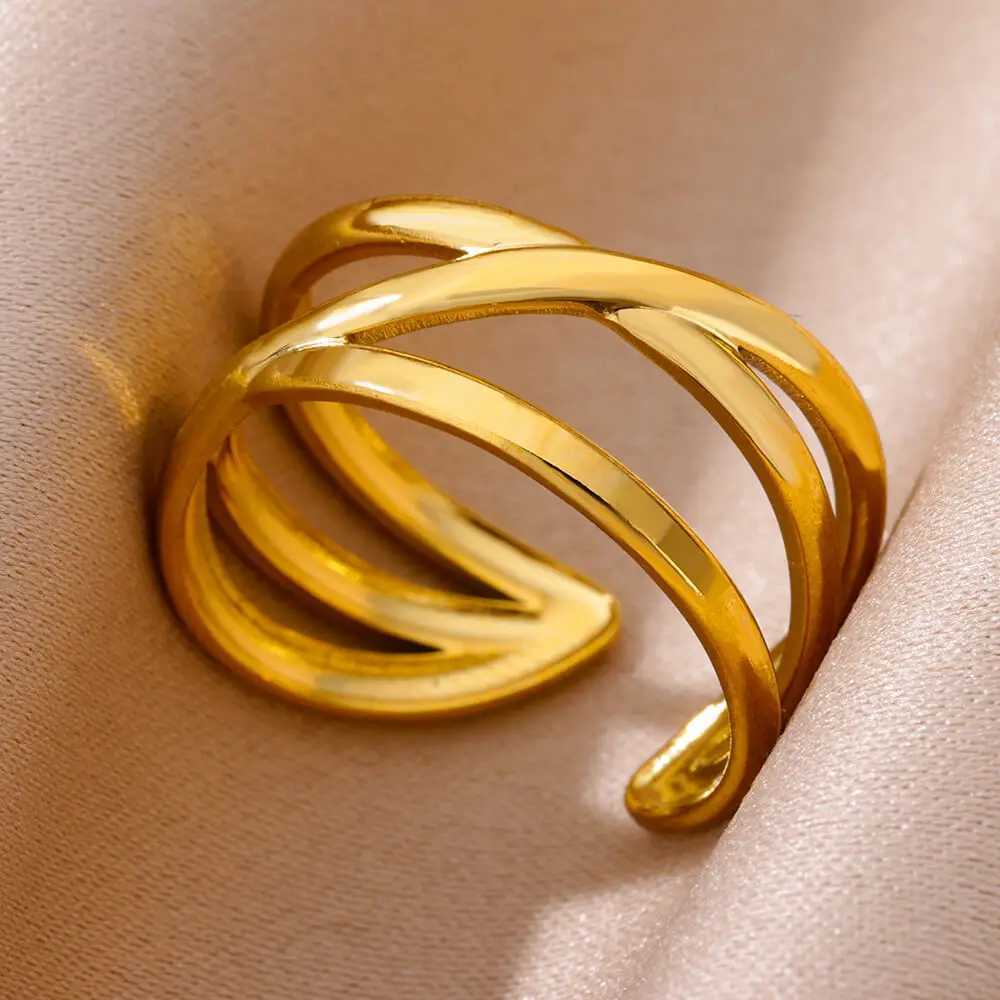 316L stainless steel ring womens gold color never fades luxurious classic ring wedding couple ring jewelry free deliveryXJ250412