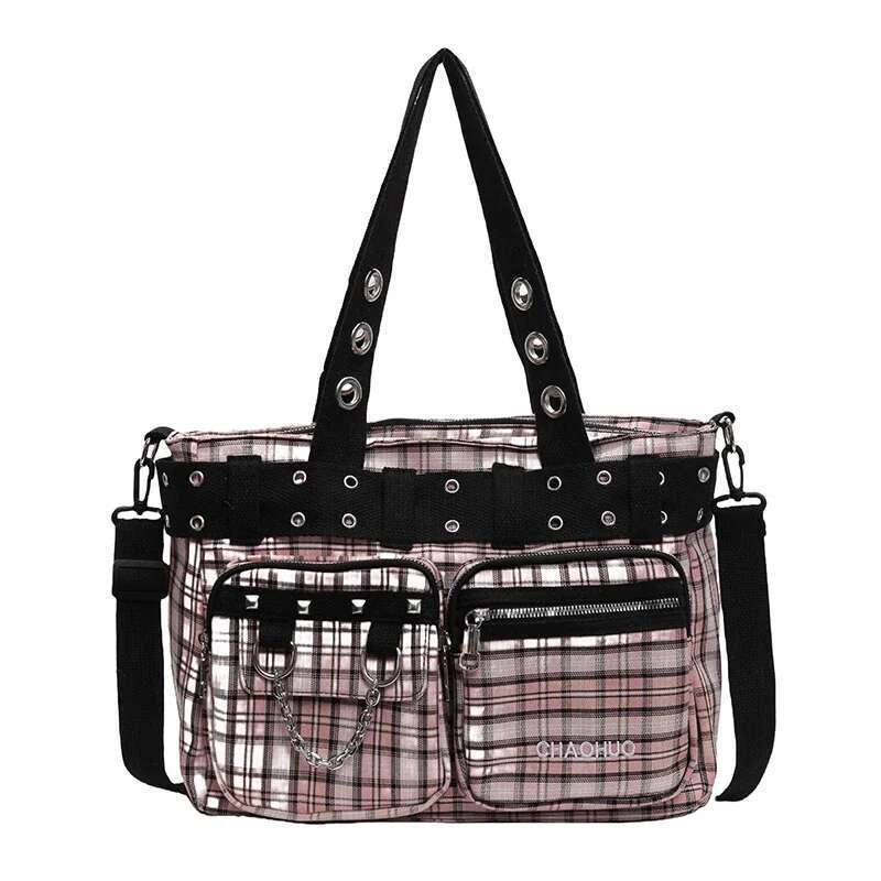 Canvas Plaid Fashion Shoulder Zipper CHAINS 2025 Hot Sale for Women Multiple Pockets Versatile Crossbody Bags
