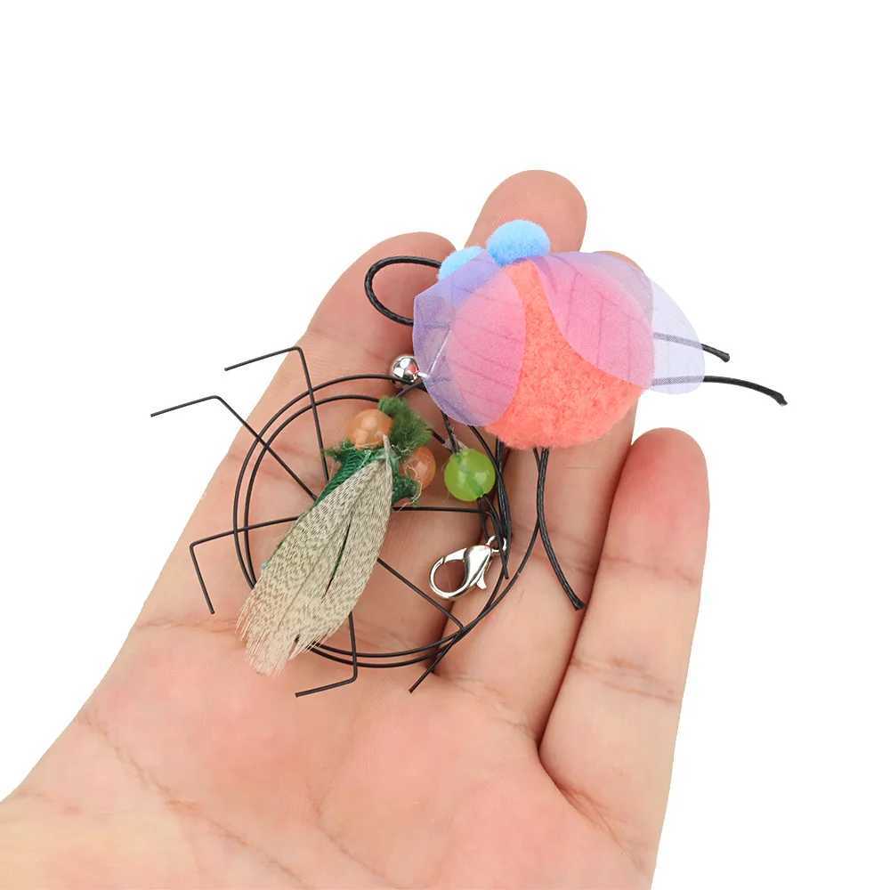 5 small replacement head flying insect cat toy accessories fun teasing stick interactive stick feather insect pet toy Y250412