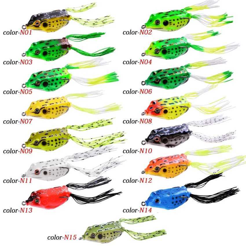 1 Pcs 6G 8G 13G 15G Frog Shape Lure Soft Tube Bait Plastic Fishing Lure with Fishing Hooks Topwater Ray Frog Artificial 3D Eyes Z250411