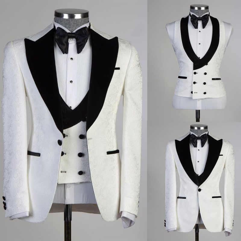 Wedding Mens Tuxedos Floral Pattern Party Birthday Groom Wear Customized Cosplay Outfits 3 Pieces