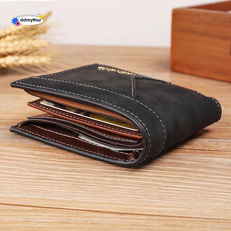 Leather Short Men's Credit Card 2024 Top Vintage Male Small Coin Purse Brand Wallet ddmythur