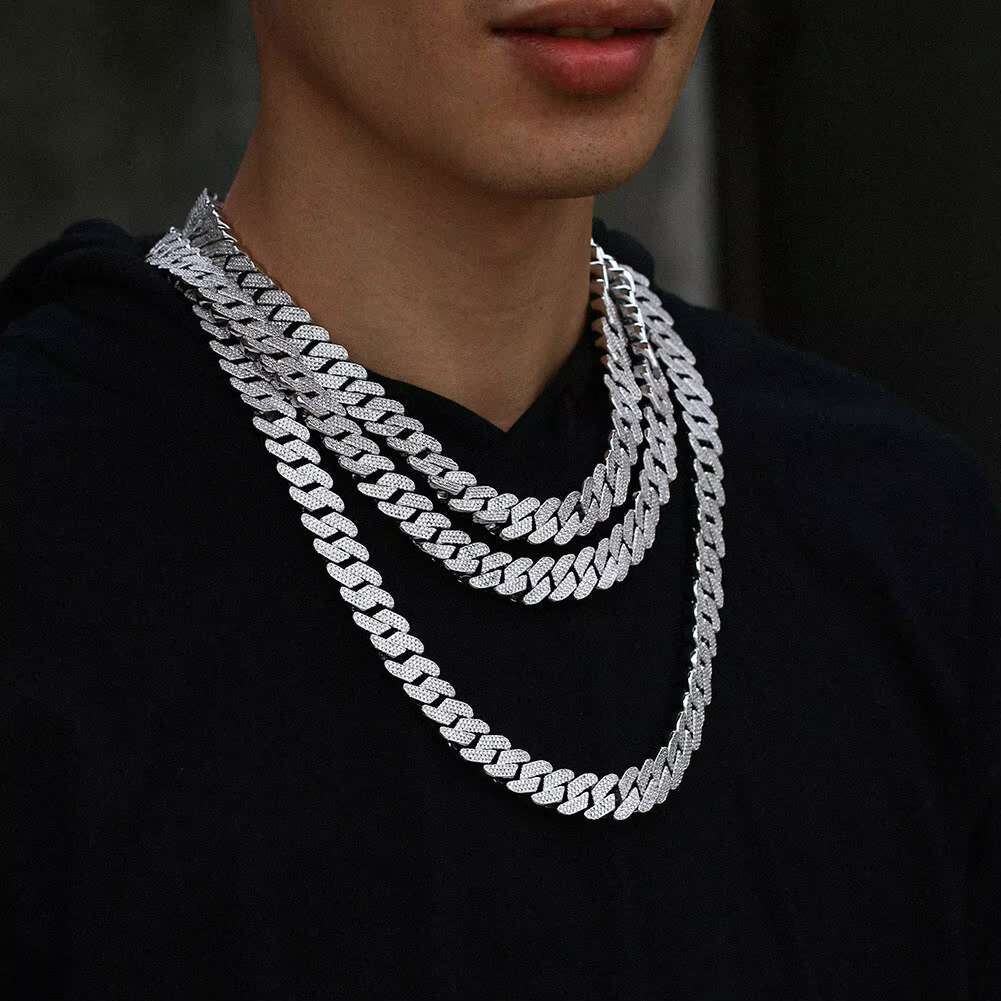 In-Stock Mens 18K Gold-Plated Cuban Chain - Zircon Copper Jewelry for the Distinguished Gentleman
