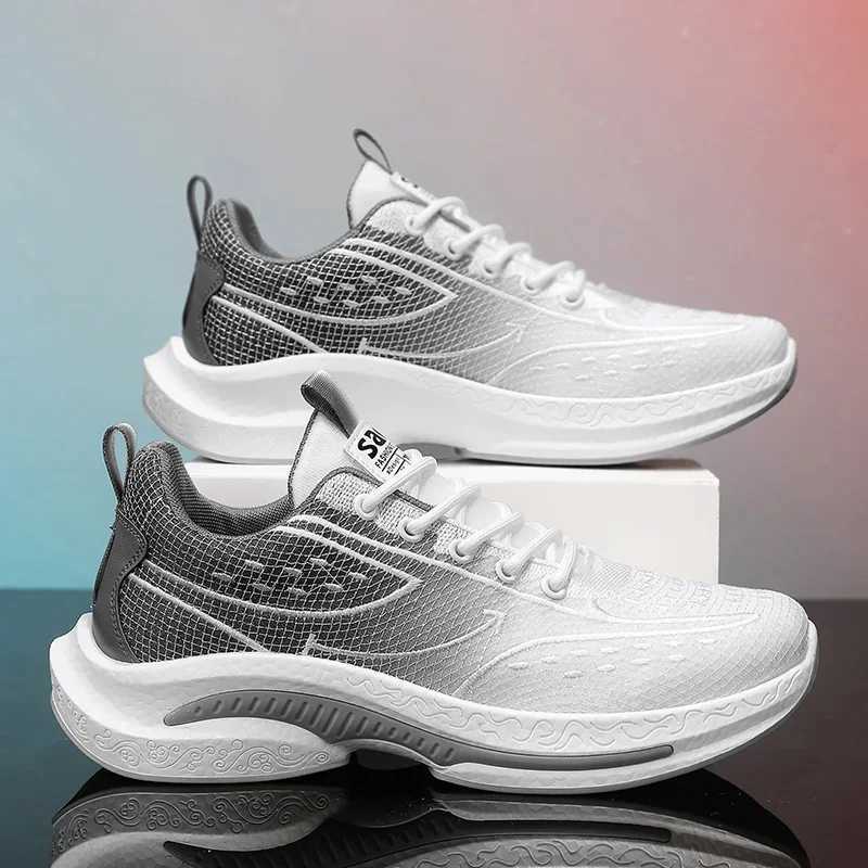 Mens Shoes Four Season Mesh Sports Shoes Lightweight Shock-absorbing Running Shoes Fashionable and Trendy Youth Casual ShoesC250411