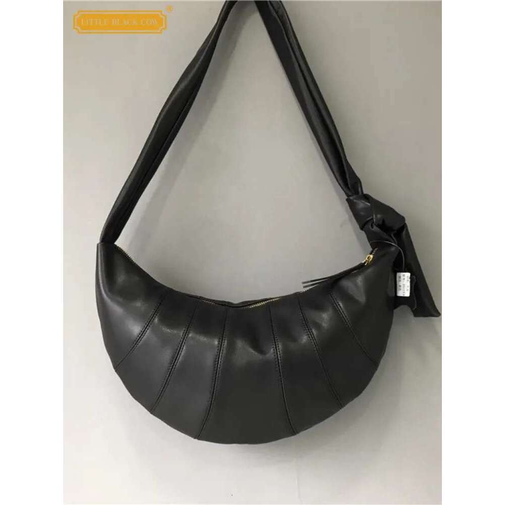 Black Genuine Leather Single Shoulder New Designer Hobos Zipper Casual Crossbody Bags High Street Sg Messenger Bag