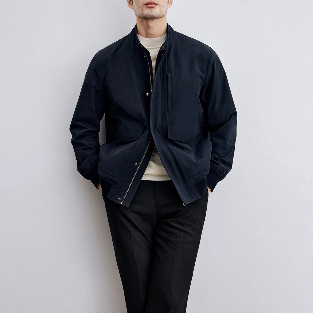 Mens jacket with flap pockets and ribbed bottom swing autumn business and leisure elite Communicating Versatile Outfit mens clothing 250411