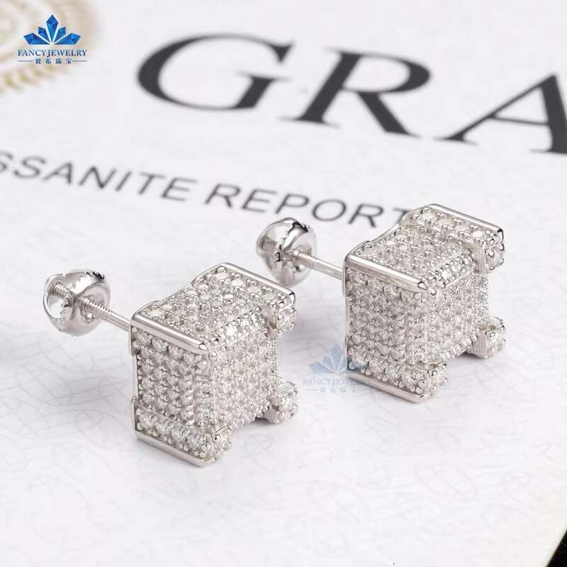 Luxury Cheap Price Screw Back VVS Moissanite Hip Hop S925 Silver 10K 14K 18K Gold Plated Diamond Stud Earrings