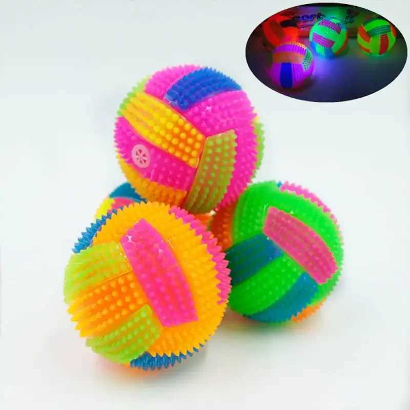 High Quality Luminous elastic activation sound ball toy massage ball with whistle dog chewing bouncing ball football luminous childrens pet toy T25040