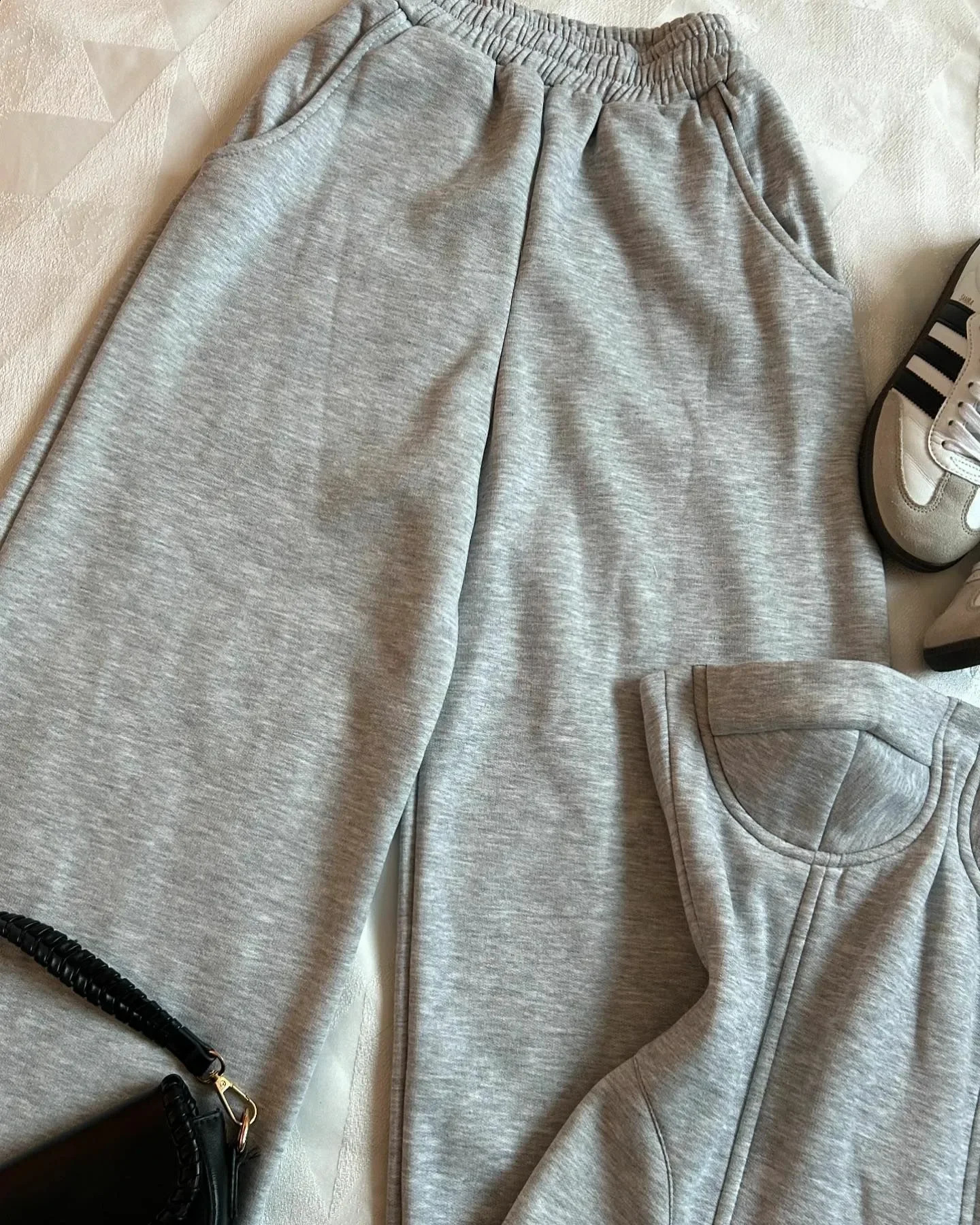 Y2K Autumn Winter Pants Set Womens Clothing Harajuku Casual Sweatpants Goth Sexy Slim Tube Tops Light Gray Two Piece Set Outfits 250411