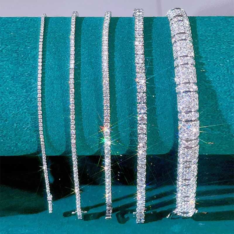 3/3.5/4/5mm Real Moissanite Bracelet Sparkling S925 Sterling Silver Luxury Wedding Party Diamond JewelryC250411