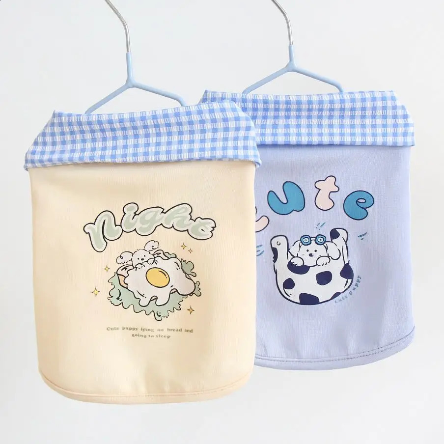 Spring and summer cute little dog cartoon print plaid collar cardigan princess style cat and dog clothes smaller than Xiong 250407