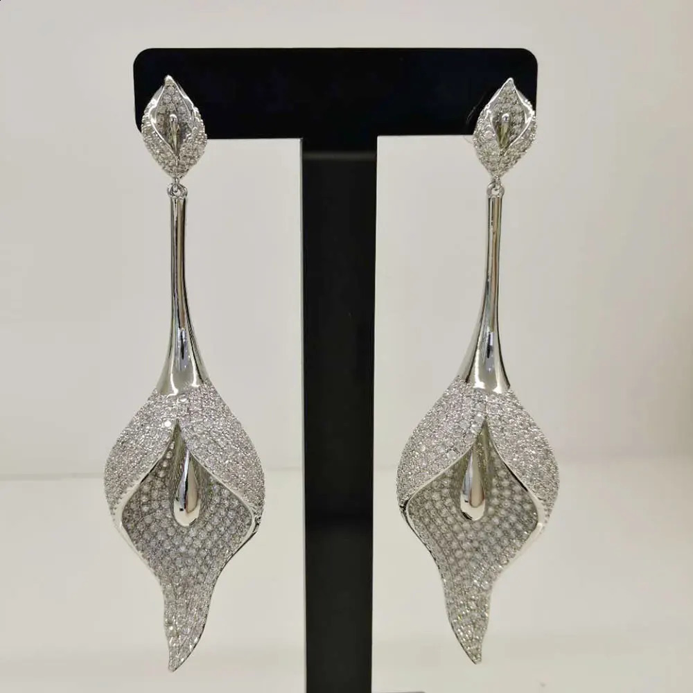 GODKI African Lily Flower Earrings For Women Wedding Party Cubic Zircon Dubai Bridal Jewelry boucle doreille 250411