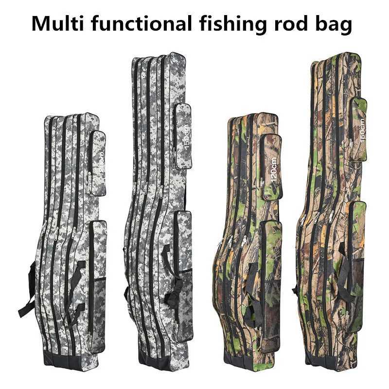 1.2m/1.5m three-layer foldable large belly sea fishing bag double shoulder fishing rod bag tool kit for outdoor storage Z250411