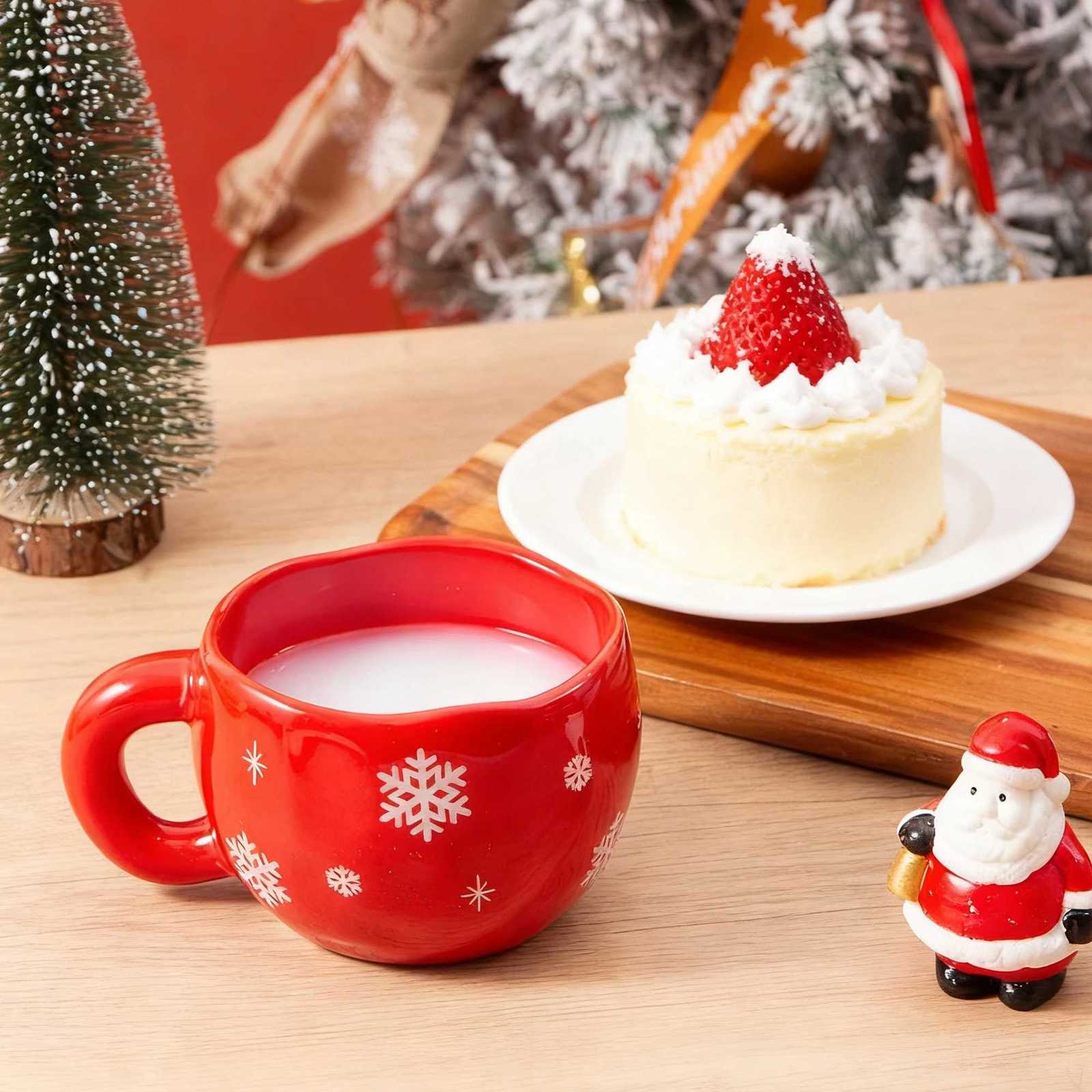 Christmas 1pc 230ml/78oz red Christmas ceramic coffee cup hand held textured ceramic cupcan be used as a Christmas for family friends Y251112