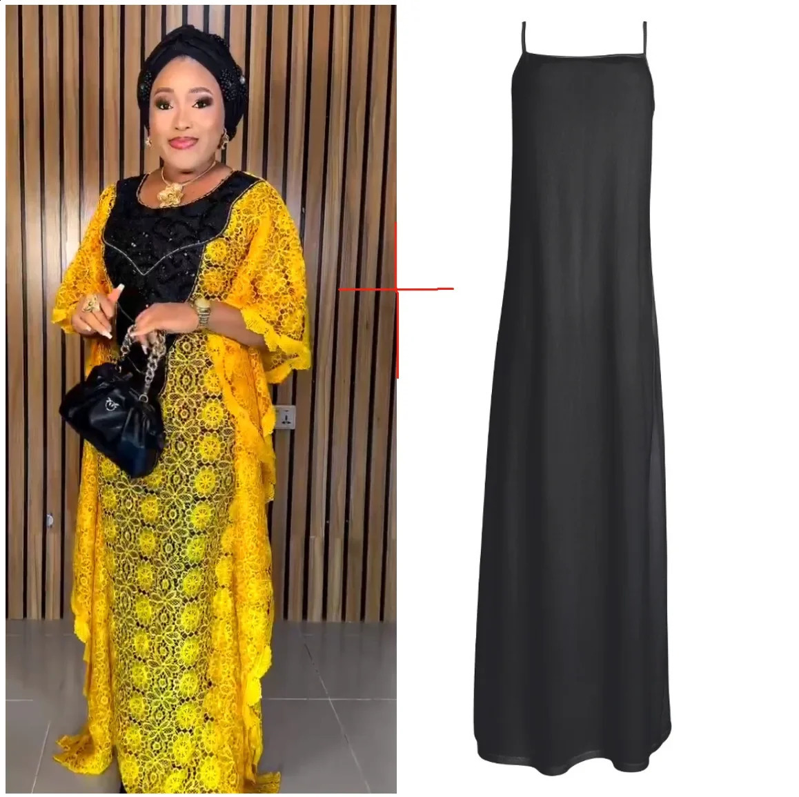 African Womens Wedding Party Dress Autumn 34 Sleeves plus Size Lace Long Clothing 250411