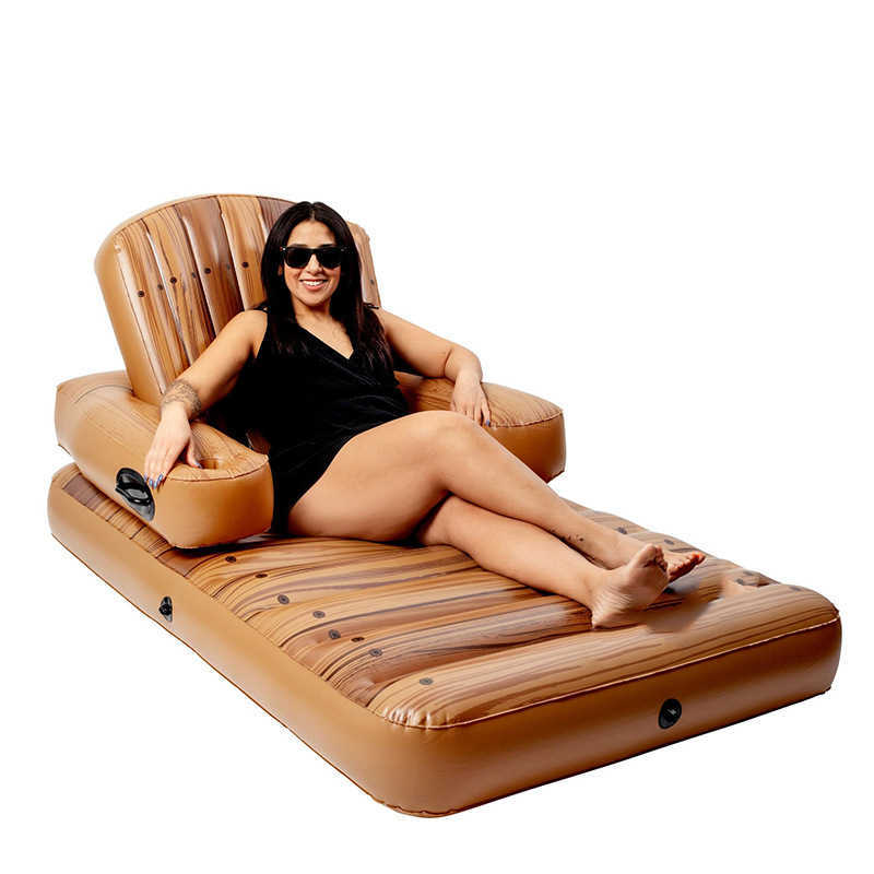 Inflatable swimming circle adult water seat lounge chair sofa sunshade cover backrest floating row sun drying pool swimming pool floating bed J250412