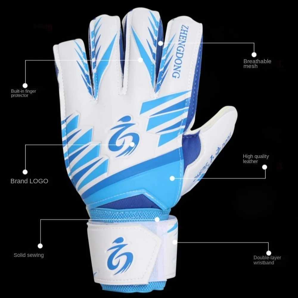 1 Pair of Wear-resistant Football Gloves Anti-slip Excellent Goalkeeper Training Gloves Non-Slip Thick LatexW251112