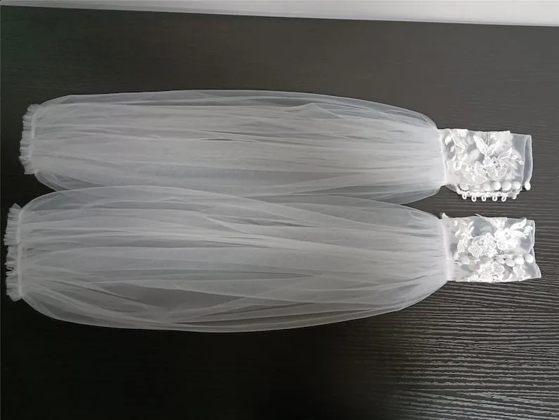 Lace Applique Removable Wedding Sleeves Bride Gloves Tulle Wedding Accessory Puffy Long Sleeves 250408