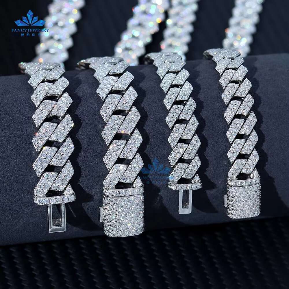 Fancy Jewelry Retro Custom HipHop Personality Cuban Chain Gold Plated 925 Sterling Silver Couple Cuban Necklace