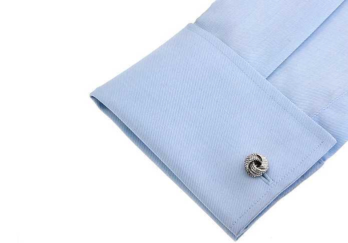 Hot selling mens cufflinks with metal knot design high-quality brass material silver cufflinks wholesale and retailT250412