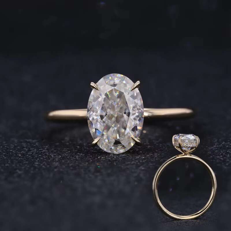 Starsgem Classic Design Oval Crushed Ice Cut 2ct Moissanite Solitarie Prong Setting Moissanite Engagement Ring