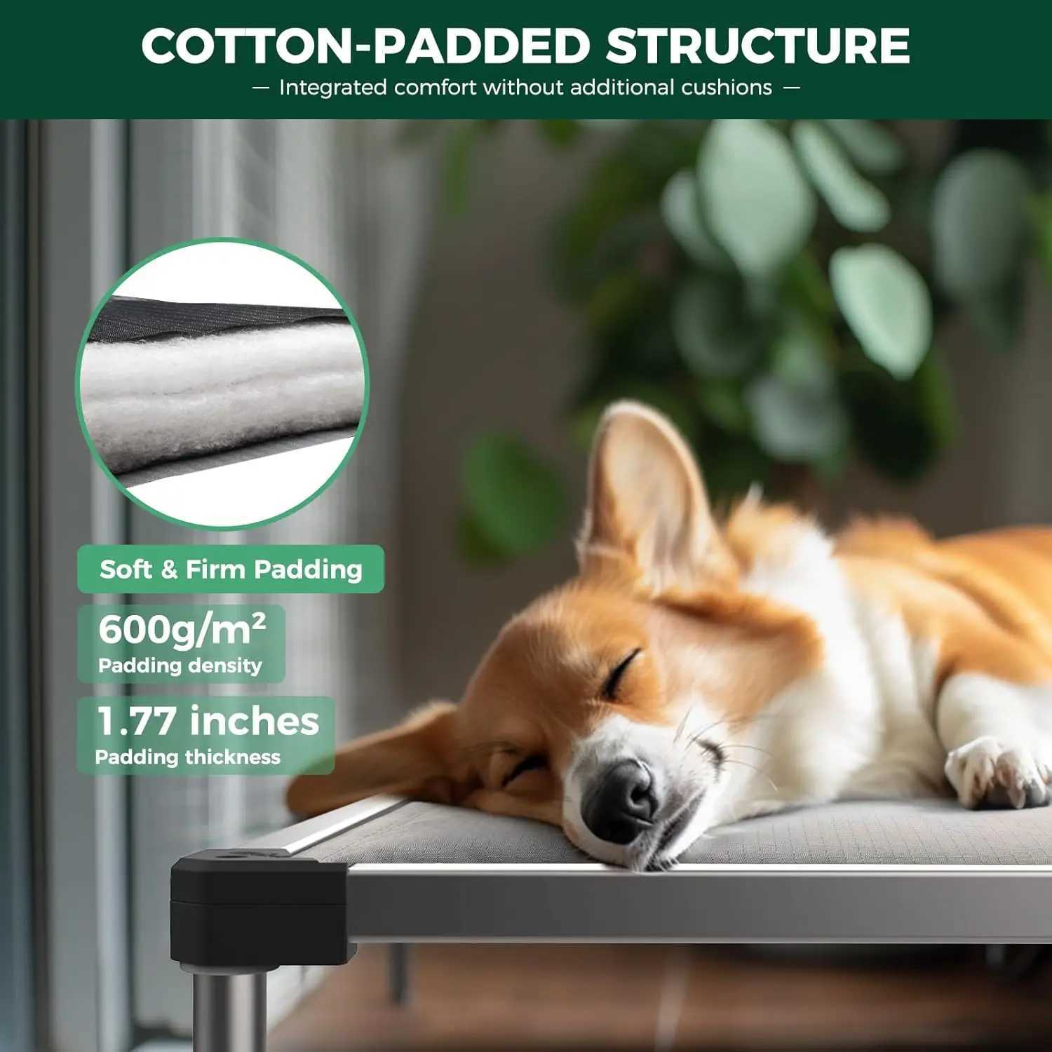 For Flat noodles chewy elevator Cot durable washable pet bed suitable for small and medium-sized dogs 36 inch gray X250412