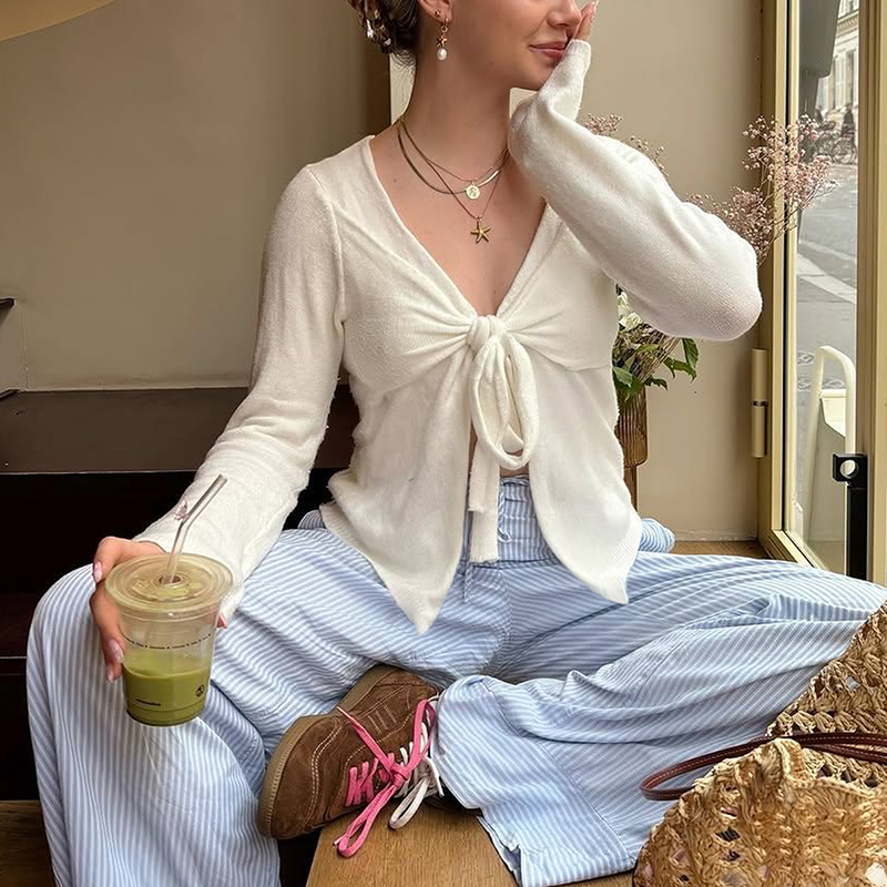 Fall women clothes women's solid color casual sweaters with large bow design on the chest cute women's tops comfortable and elegant casual s